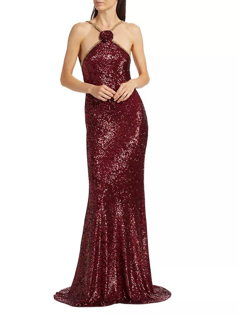 Sequined Halterneck Gown Product Image