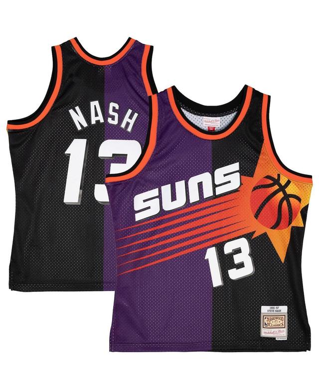 Mens Mitchell & Ness Steve Nash Purple/Black Phoenix Suns Hardwood Classics 1996-97 Split Swingman Jersey Product Image