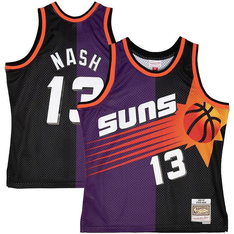 Mens Mitchell & Ness Steve Nash Purple/Black Phoenix Suns Hardwood Classics 1996-97 Split Swingman Jersey Product Image