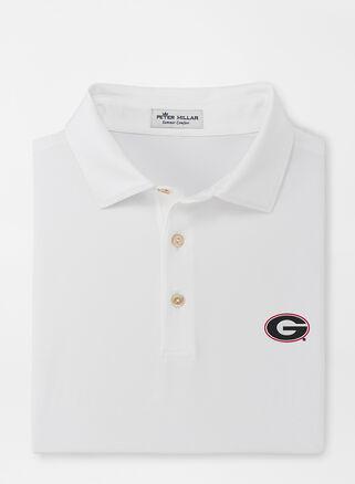 Peter Millar Mens Georgia Solid Performance Jersey Polo | Color: White | Size: L | UGA Product Image