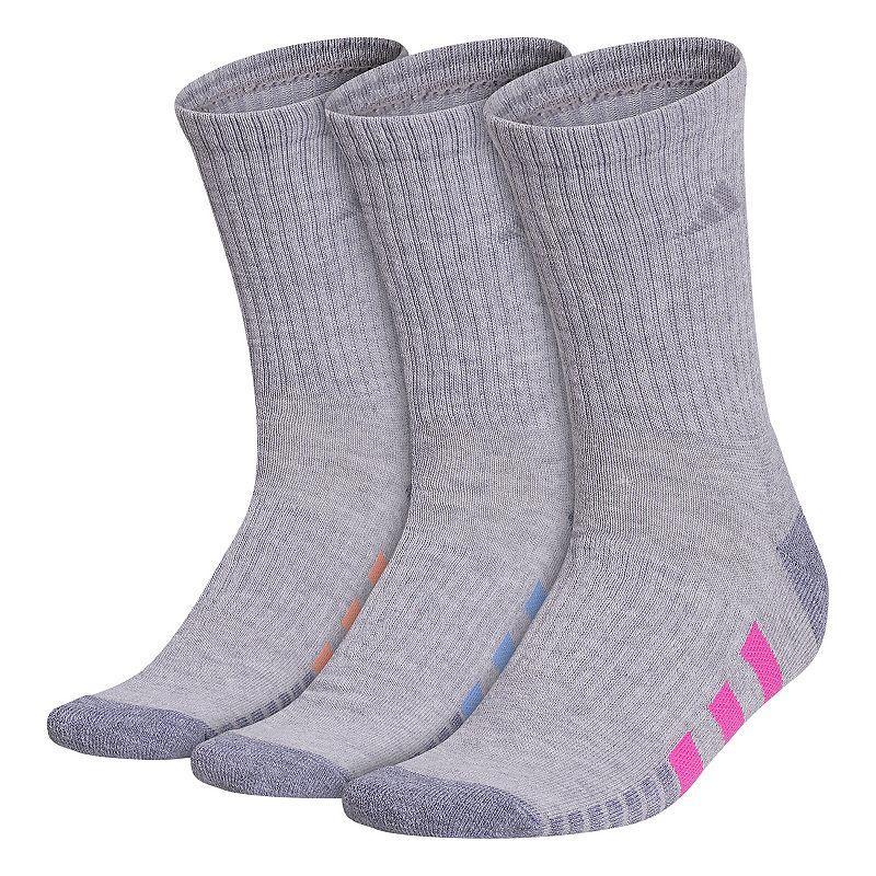 Womens adidas Cushioned 3.0 3-Pack Crew Socks Light Grey Product Image