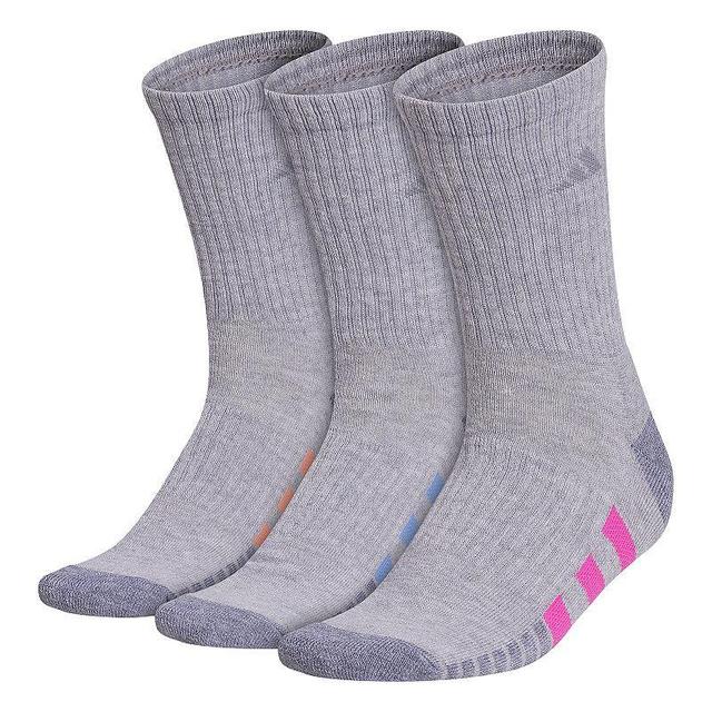 Womens adidas Cushioned 3.0 3-Pack Crew Socks Cool Light Grey Product Image