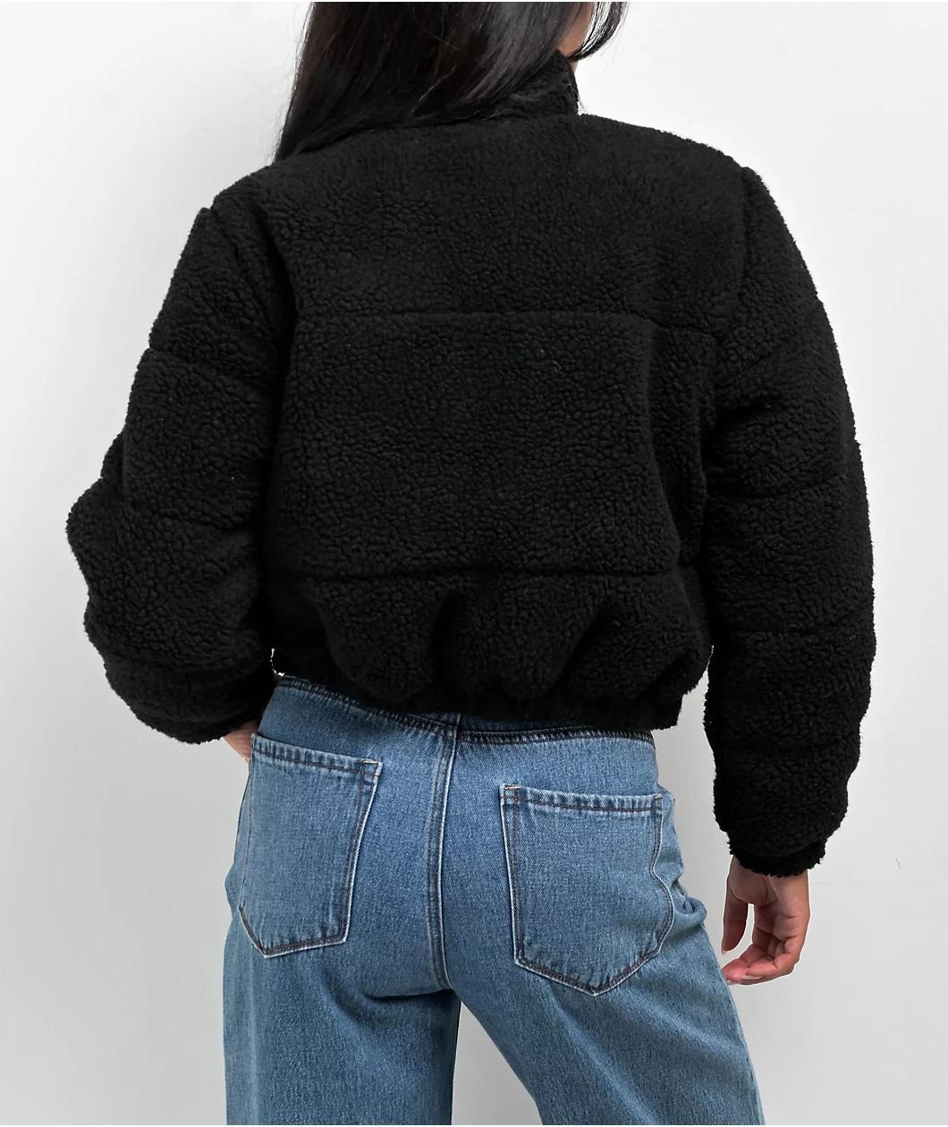 Empyre Flynn Black Crop Top Puffer Fleece Product Image