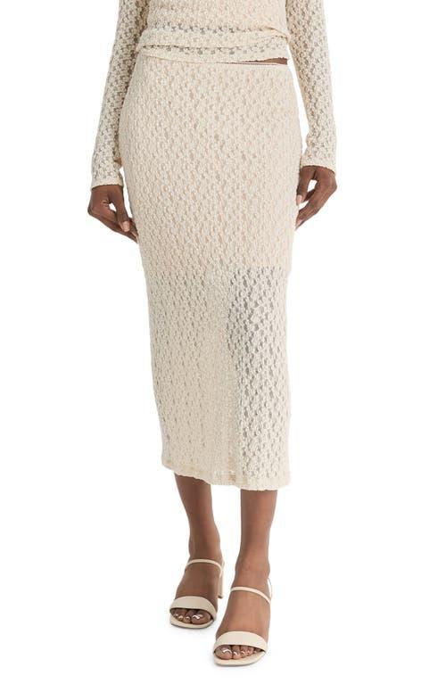 Floral Smocked Midi Skirt In White Sand Product Image