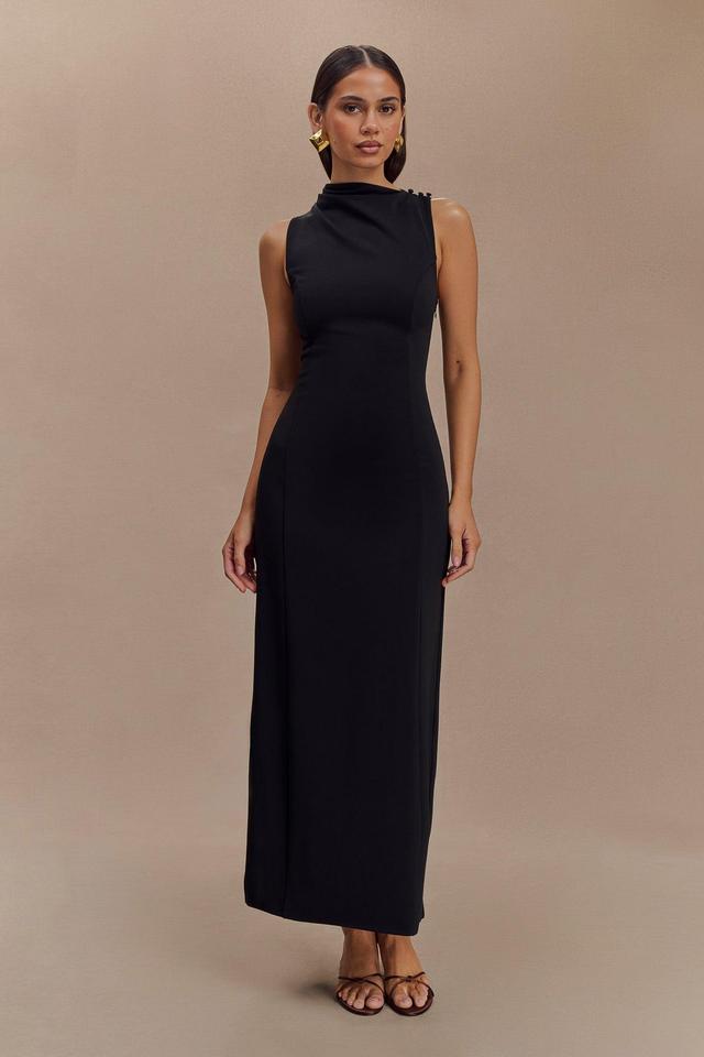 Taylor Draped Stretch Crepe Midi Dress - Black Product Image