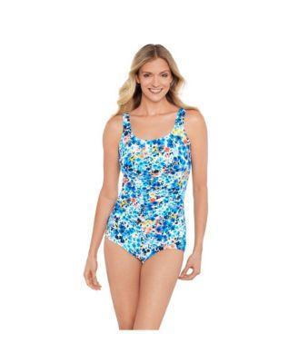 Women's ShapeSolver Mastectomy Shirred Front Girl Leg One-Piece Swimsuit Product Image