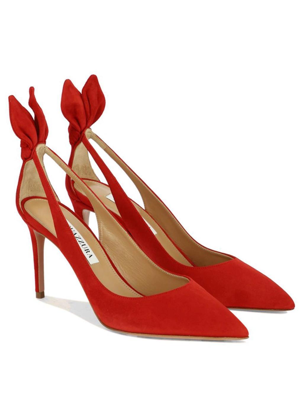 AQUAZZURA Red Suede Bow Tie Pump 85 Pumps Product Image