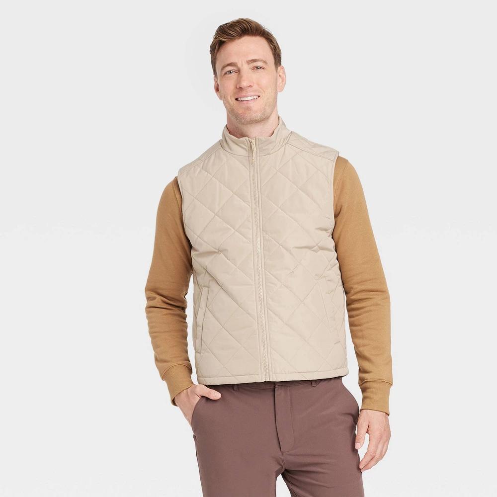 Mens Lightweight Puffer Jacket - Goodfellow & Co Tan XL Product Image