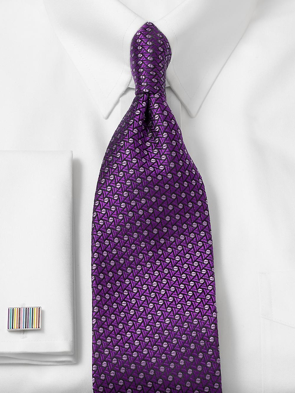 Geometric Woven Silk Tie - Purple Product Image