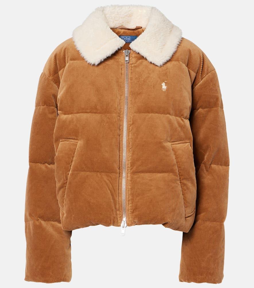 POLO RALPH LAUREN Faux Fur-trimmed Cotton Corduroy Jacket In Pink Product Image