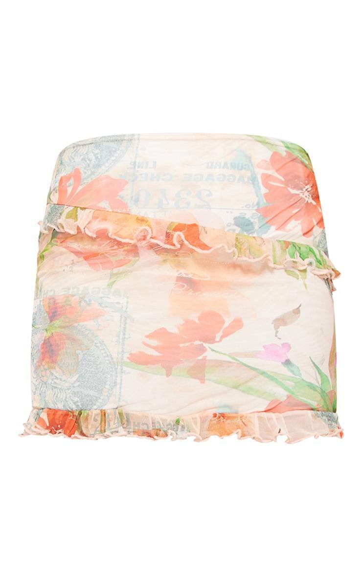 Plus Multi Printed Ruffle Mesh Mini Skirt Product Image