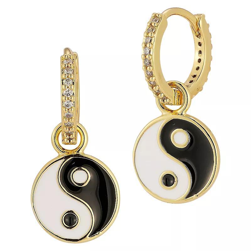 WINX 18k Gold Plated Cubic Zirconia Yin Yang Earrings, Womens, Gold Tone Product Image