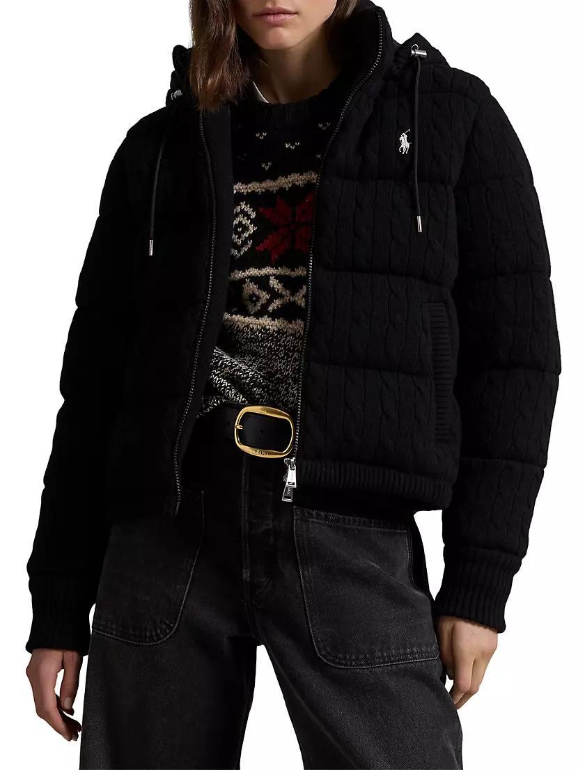 Wool-Blend Cable-Knit Down Coat Product Image