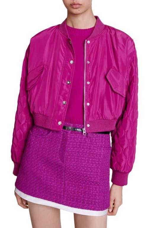 maje Badiane Quilt Sleeve Bomber Jacket Product Image