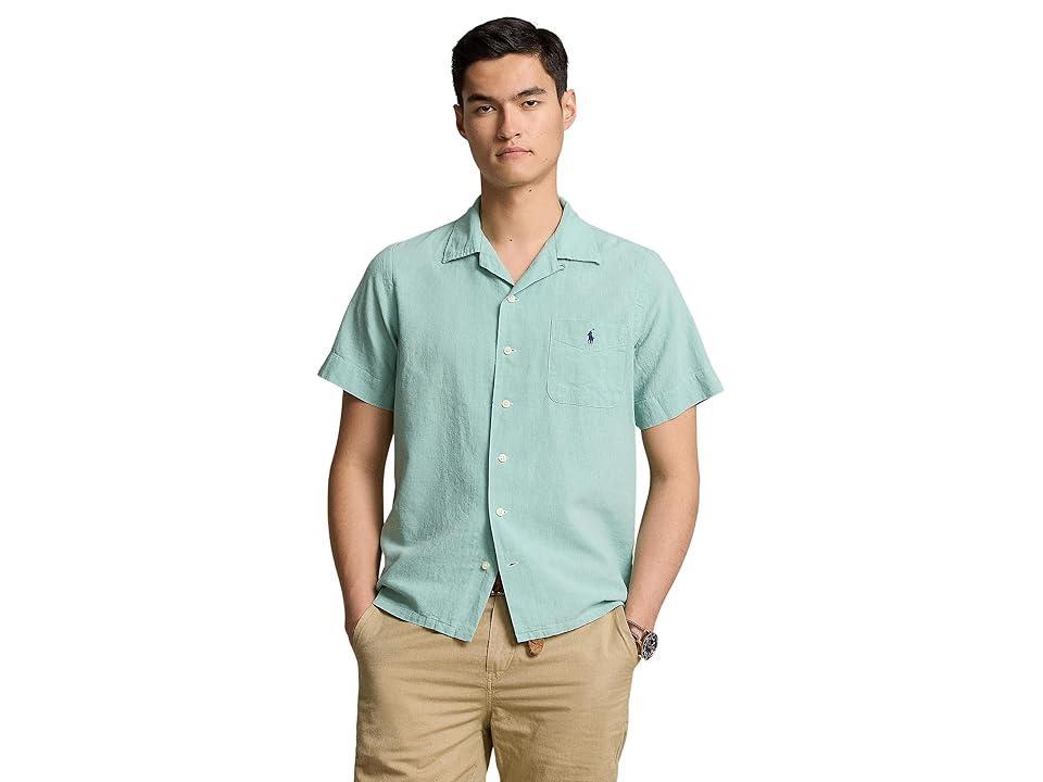 Men's Classic-fit Linen-cotton Camp Shirt In Beach Royal Product Image