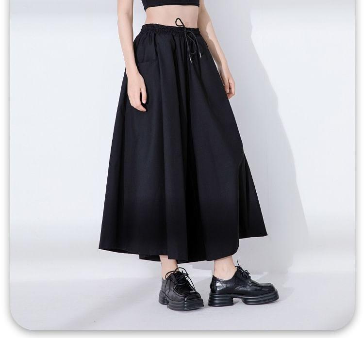 Drawstring Waist Plain Cropped Culottes Product Image