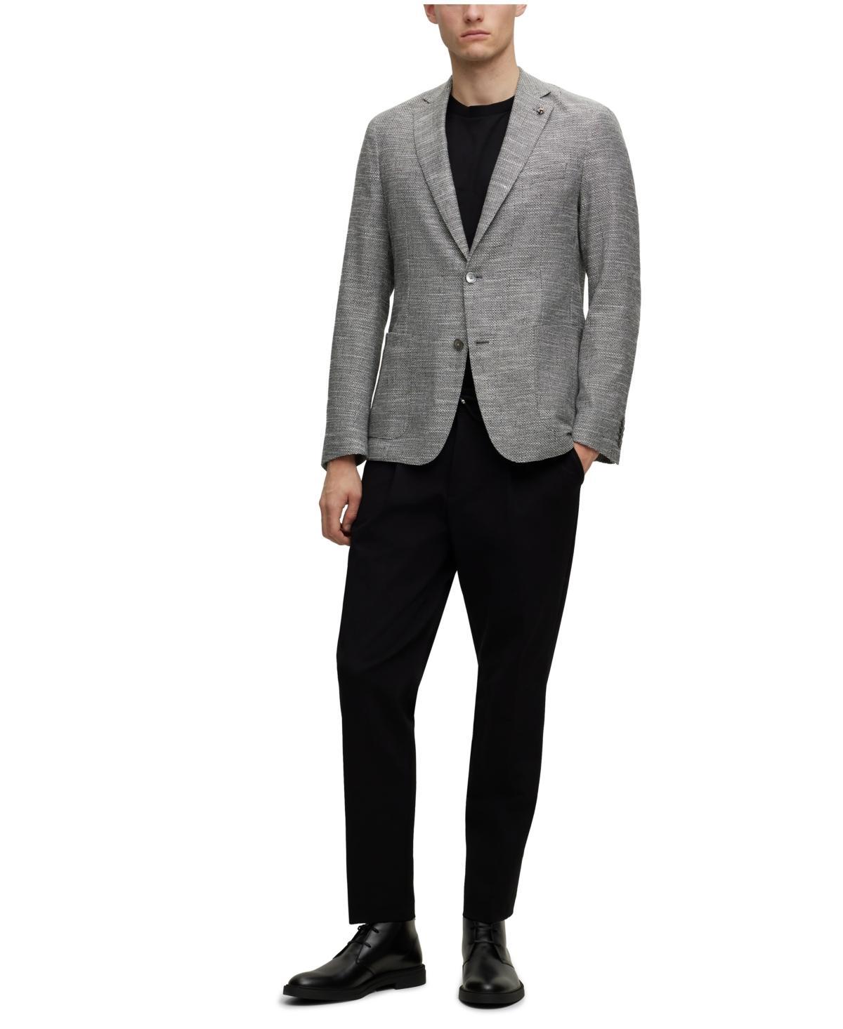 Boss By  Men's Micro-pattern Slim-fit Jacket In Silver Product Image