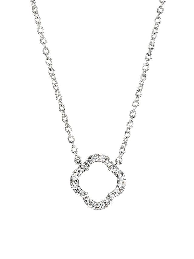 Womens Signature Petal 18K White Gold & Diamond Pendant Necklace Product Image