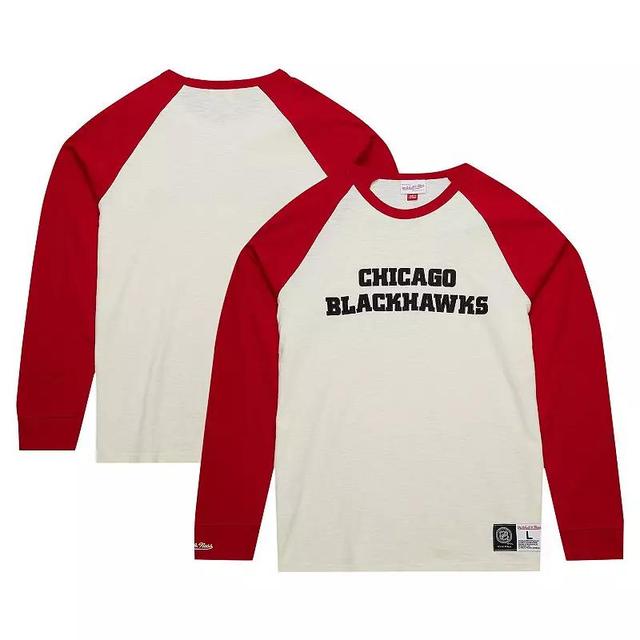 Mens Mitchell & Ness Cream Chicago Blackhawks Legendary Slub Vintage Raglan Long Sleeve T-Shirt Product Image