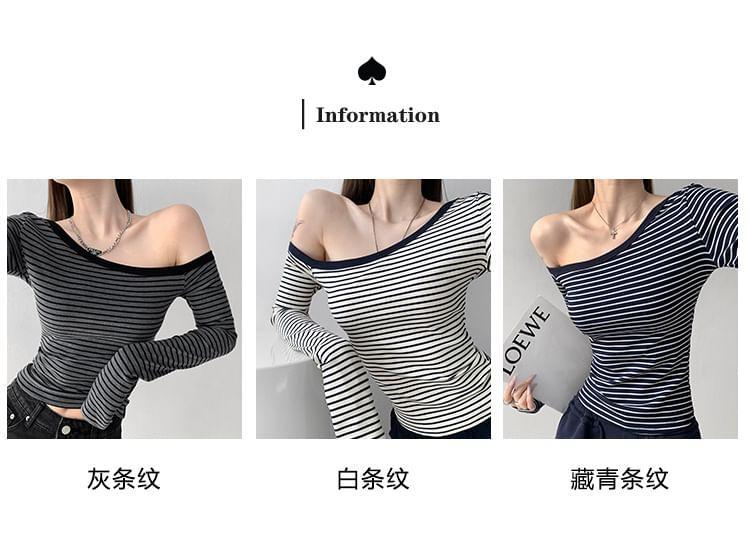 One-Shoulder Striped T-Shirt product image