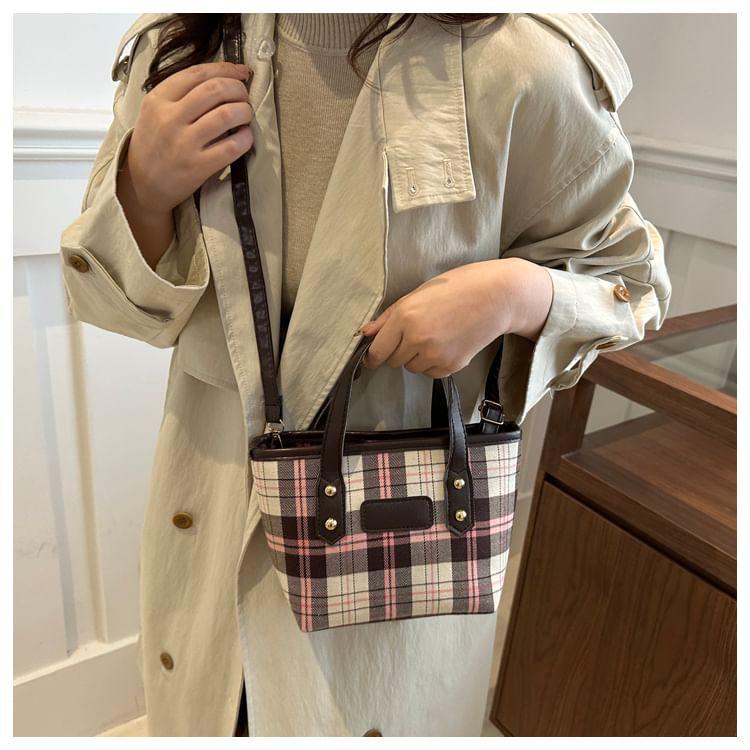 Plaid Top Handle Crossbody Bag Product Image