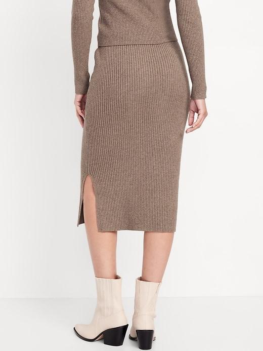 High-Waisted Ribbed Midi Skirt product image