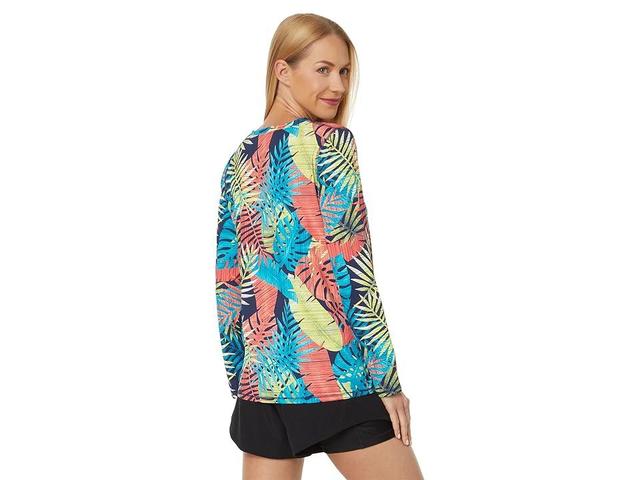 L.L.Bean Sunsmart UPF 50+ Sun Shirt Print (Darkest Navy Tropical) Women's Clothing Product Image