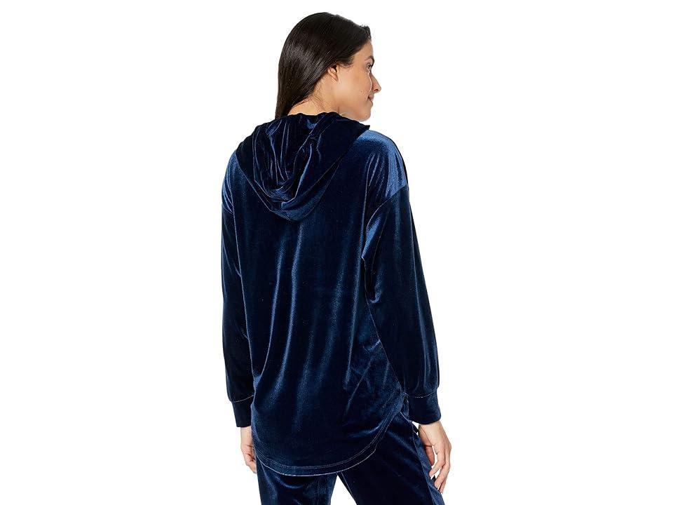 Liverpool Los Angeles Relaxed Fit Stretch Velvet Hoodie w/ Kangaroo Pocket (Midnight ) Women's Clothing Product Image