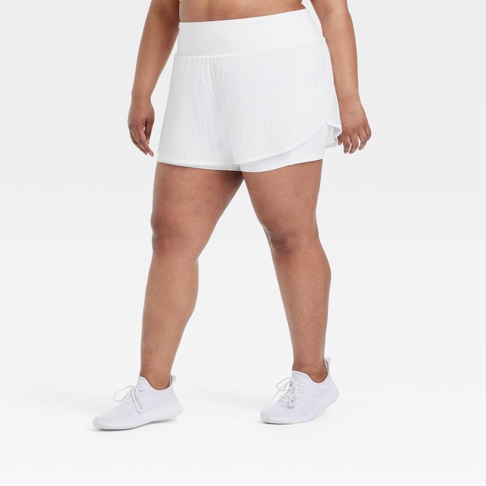 Womens Woven High-Rise 2-in-1 Run Shorts 3 - All In Motion White 2X Product Image