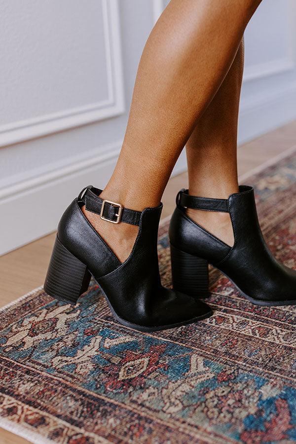 The Madelyn Faux Leather Bootie in Black Product Image