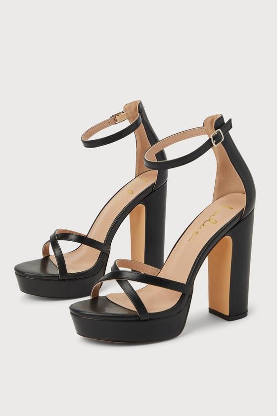 Dale Black Platform Ankle Strap High Heel Sandals product image