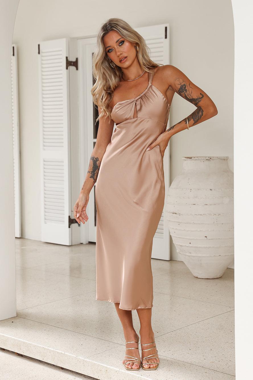 Your Truth Satin Maxi Dress Brown Product Image