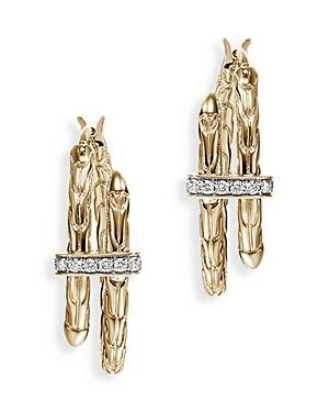 Womens Chain Classic Spear 14K Yellow Gold & 0.12 TCW Diamond Small Hoop Earrings Product Image