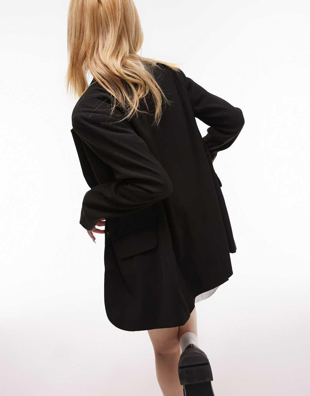 Topshop petite tailored slim fitting blazer in black  Product Image