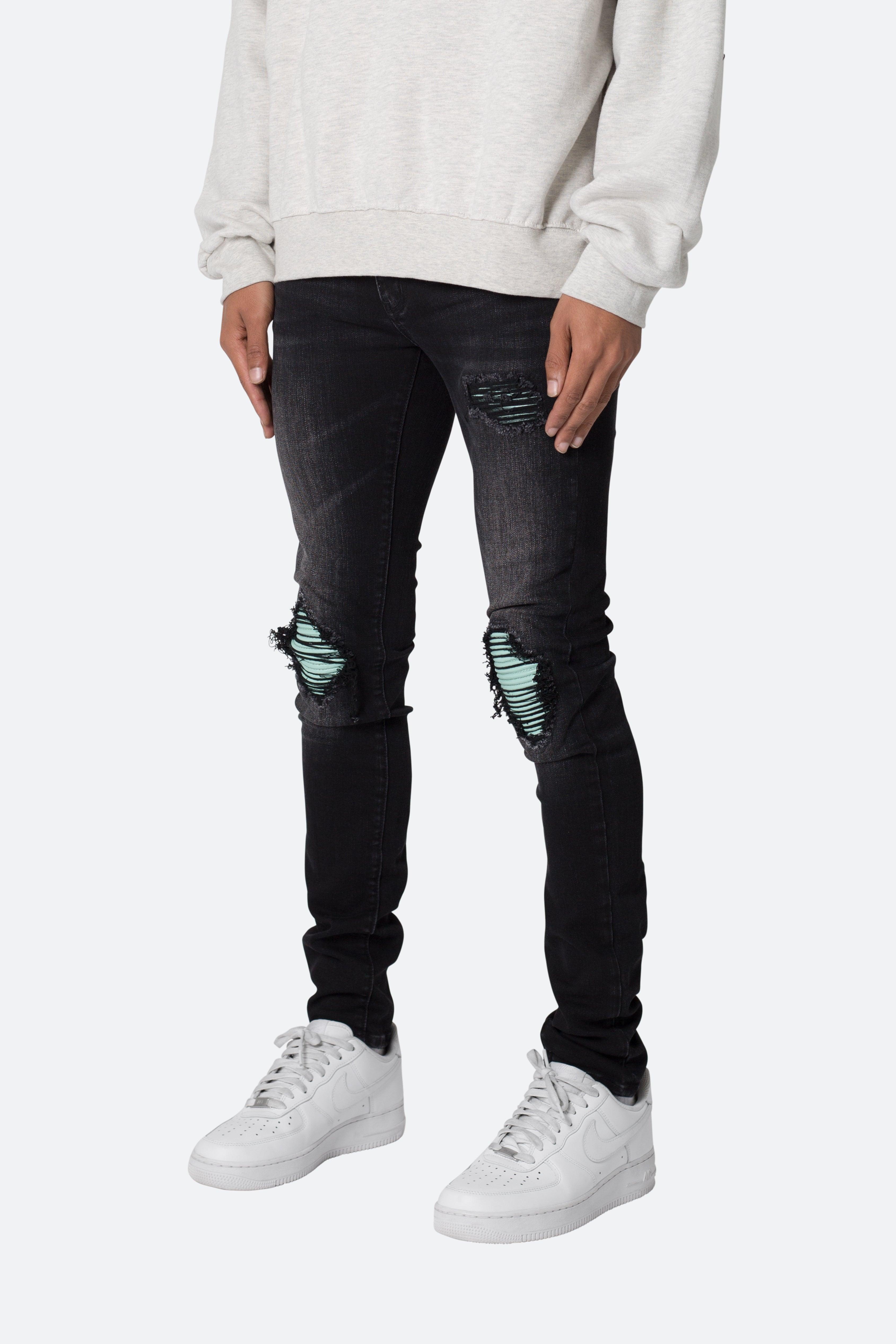 X559 Skinny Moto Denim - Black/Green Product Image