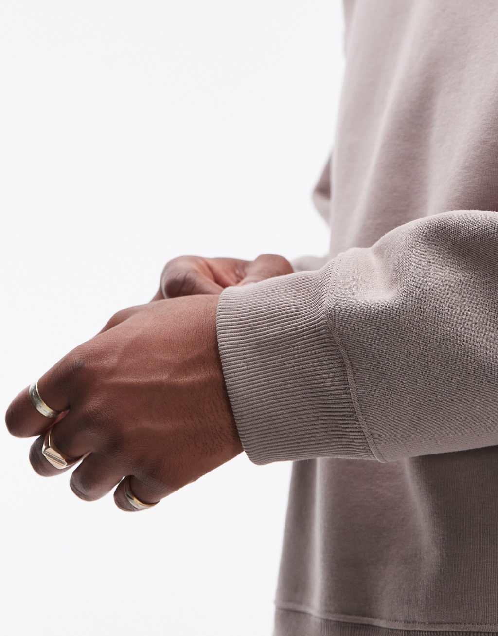 Topman oversized fit sweatshirt in stone Product Image