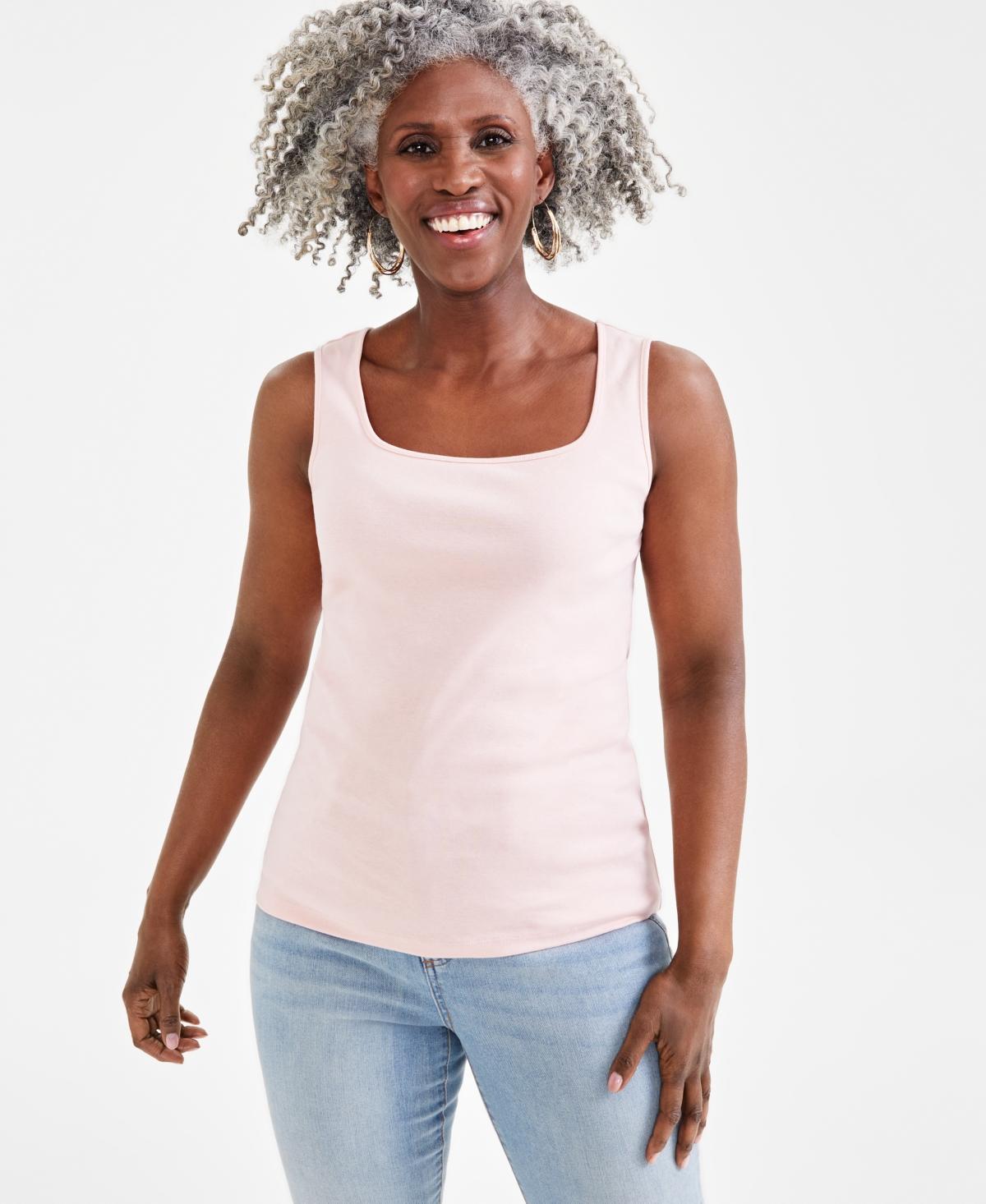 Women's Cotton Square-Neck Tank Top, Created for Macy's Product Image