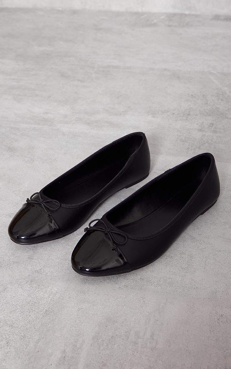 Black Bow Patent Toe Ballet Pumps Product Image