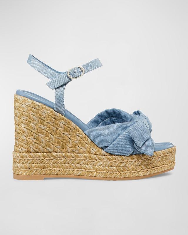 Sofia Denim Bow Wedge Espadrille Sandals Product Image