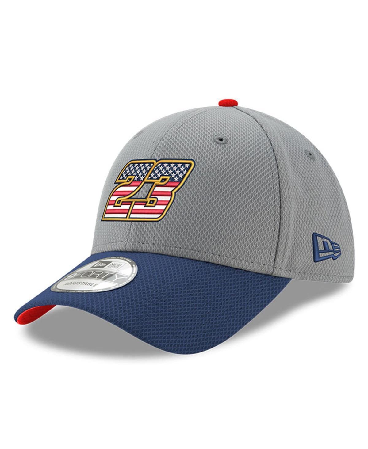 New Era Mens Gray Bubba Wallace Salute 9FORTY Adjustable Hat - Gray, Navy Product Image