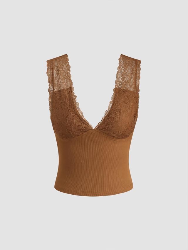 Lace V-neck Cami Crop Top Product Image