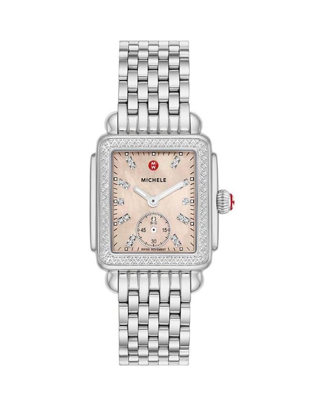 Womens Deco Mid Stainless Steel, Mother-Of-Pearl & Diamond Bracelet Watch/29MM x 31MM Product Image