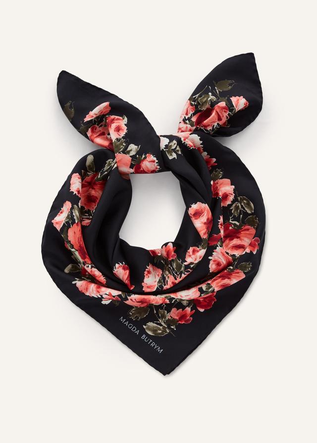 Floral print scarf in black Product Image