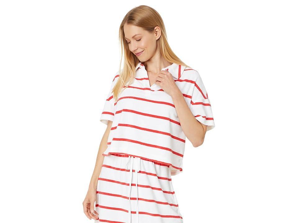 Vineyard Vines Terry Towel Relaxed Polo (Stripe /Flame) Women's Clothing Product Image