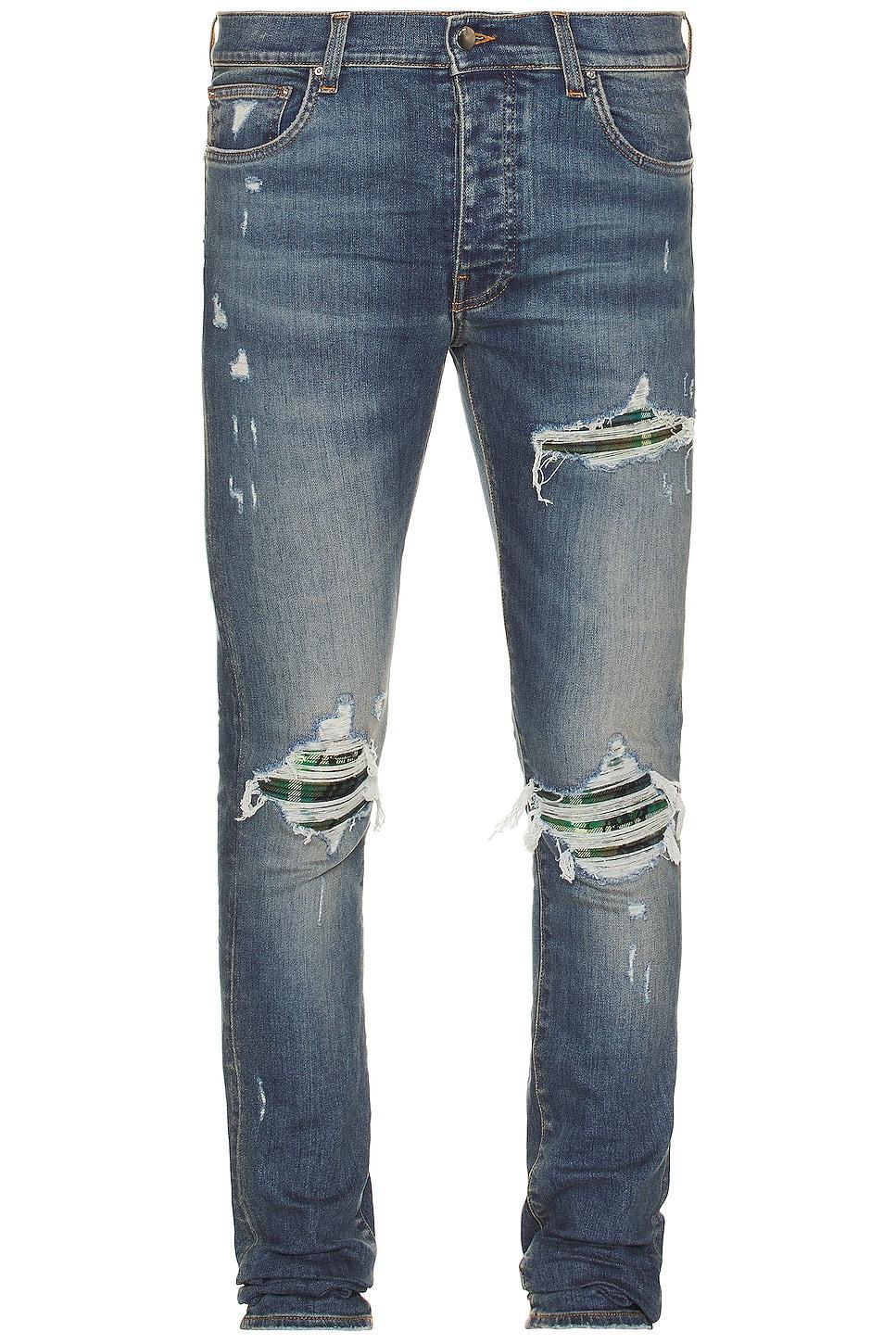 Amiri Mx1 Plaid Jean in Crafted Indigo - Blue. Size 36 (also in 30, 31, 33, 34, 38). Product Image