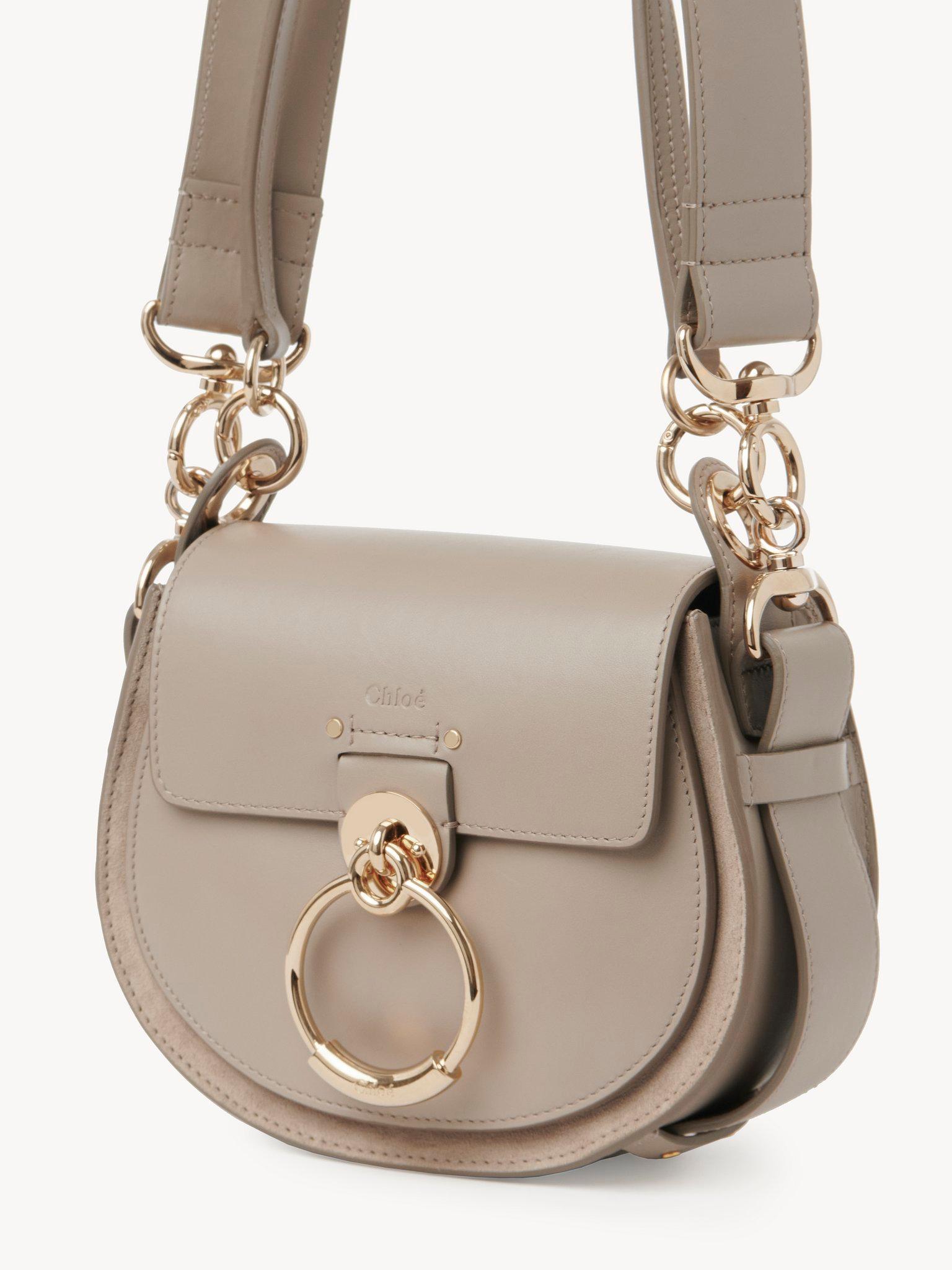 Small Tess bag in shiny & suede leather Product Image