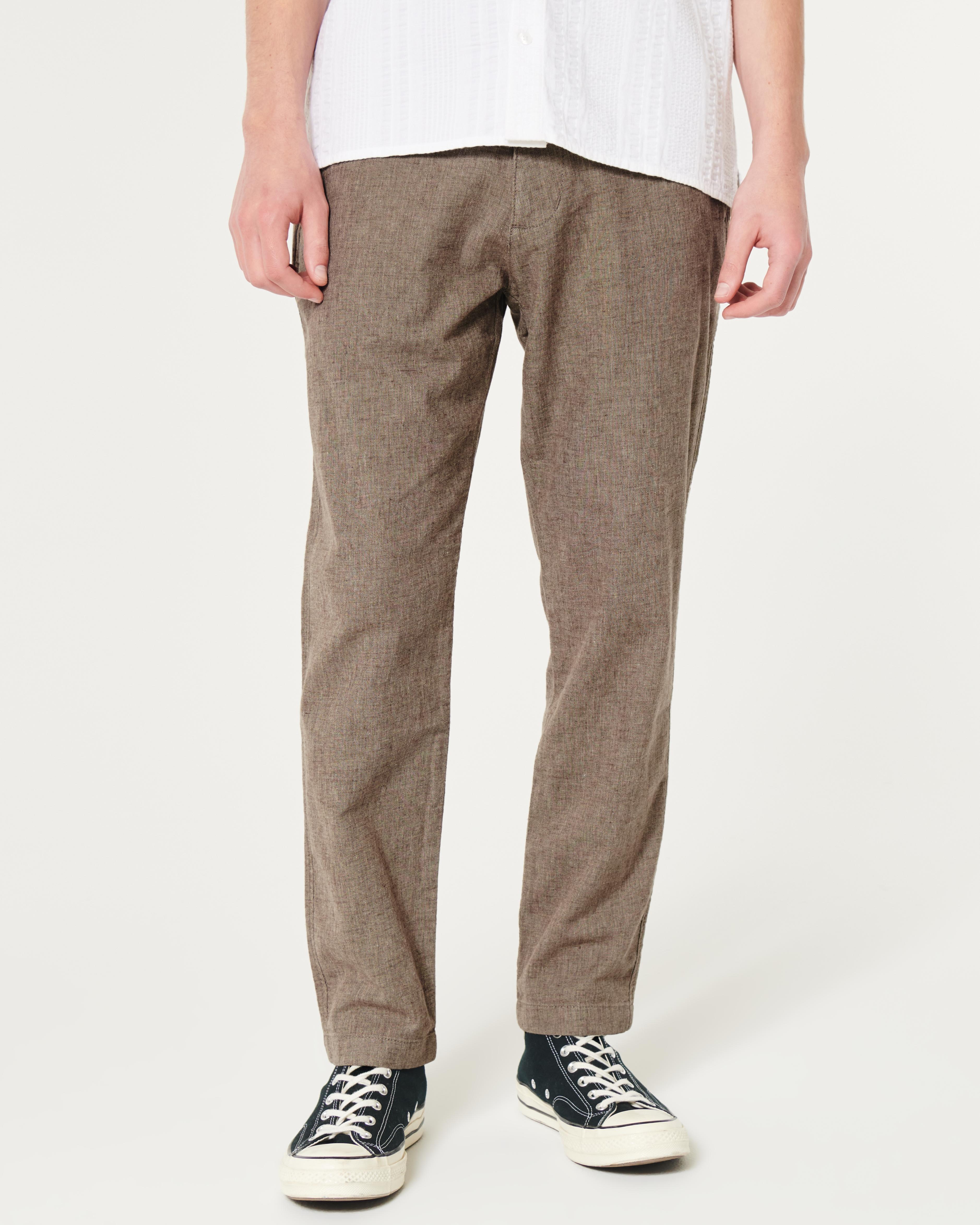 Slim Straight Stretch Linen-Blend Pants Product Image