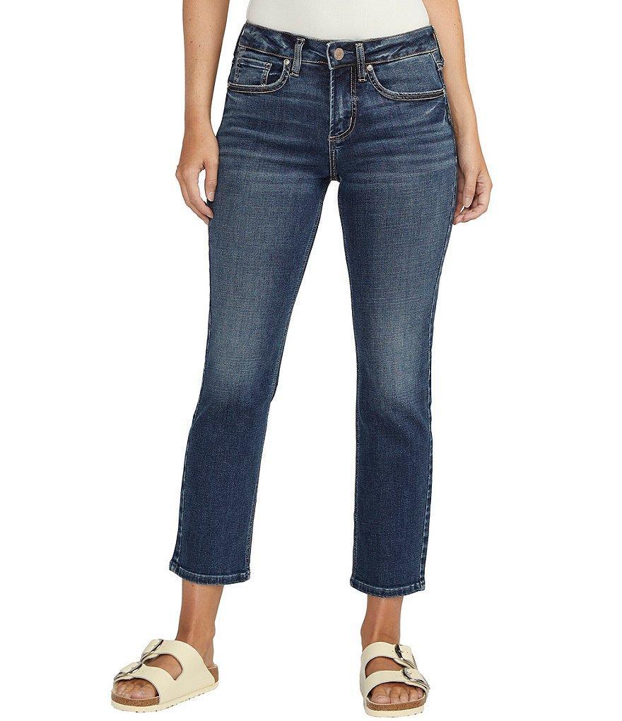 Silver Jeans Co. Suki Mid Rise Power Stretch Straight Leg Crop Jeans Product Image