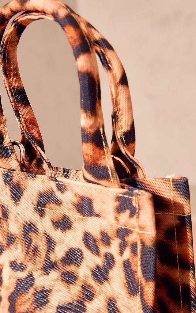 Leopard Print Canvas Cross Body Tote Product Image