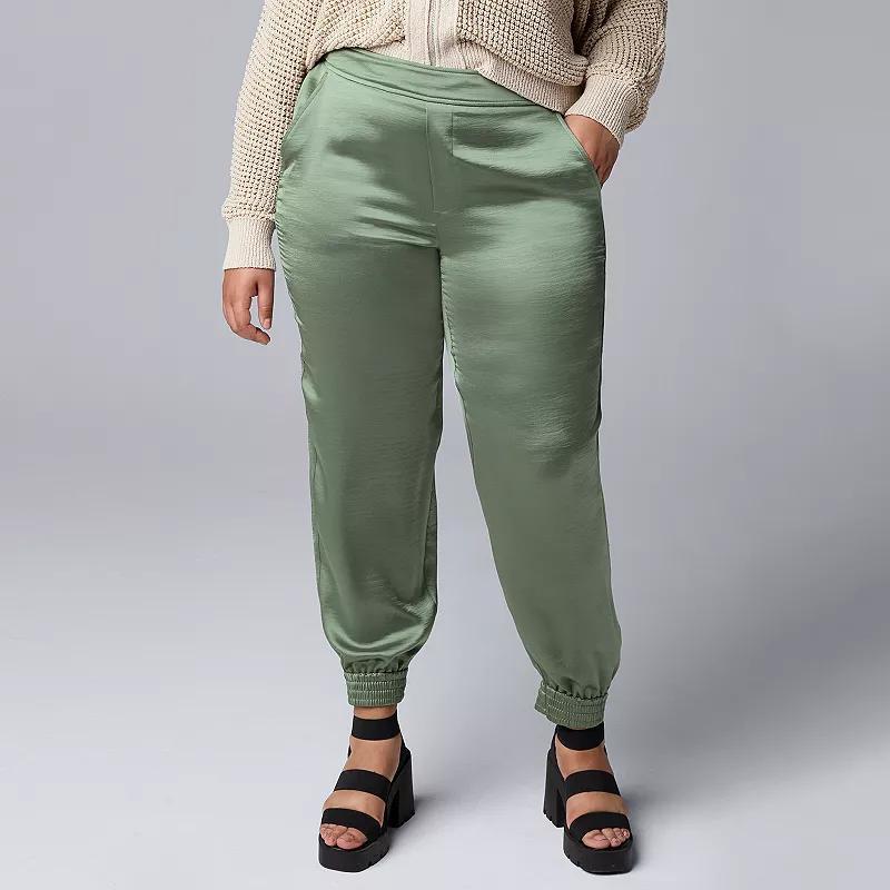 Plus Size Simply Vera Vera Wang Satin Effortless Jogger Pants, Womens Product Image